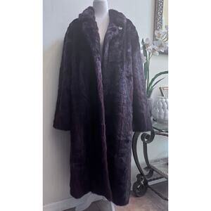 Dennis Basso Brown Luxury Faux Fur Mink Full Length Coat Mob Wife Size M